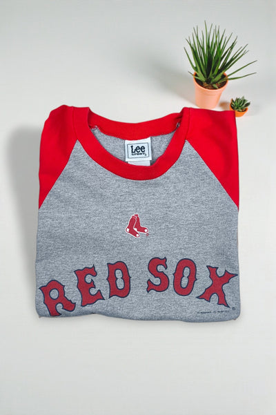 Vintage Lee Sport Red Sox MLB Raglan T-Shirt Grey Red | 2000s