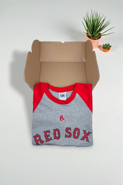 Vintage Lee Sport Red Sox MLB Raglan T-Shirt Grey Red | 2000s
