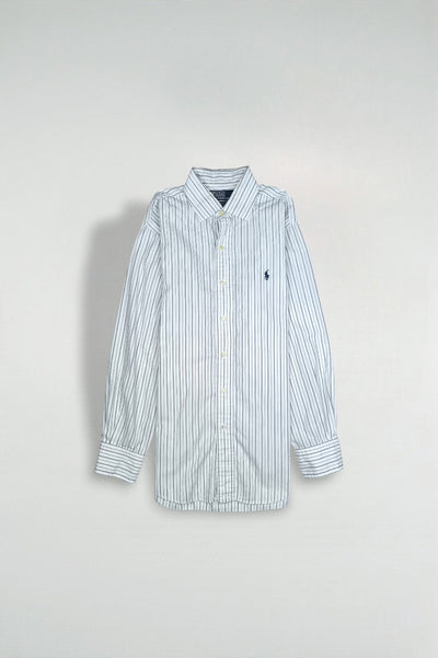 Vintage Polo Ralph Lauren Striped Shirt White Blue | Classic Cotton