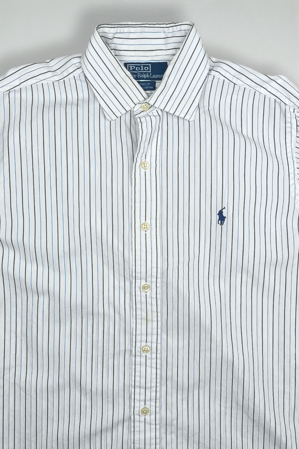 Vintage Polo Ralph Lauren Striped Shirt White Blue | Classic Cotton
