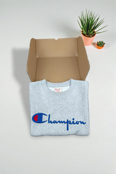 Vintage Champion Reverse Weave Sweatshirt Grey | Classic Logo XL