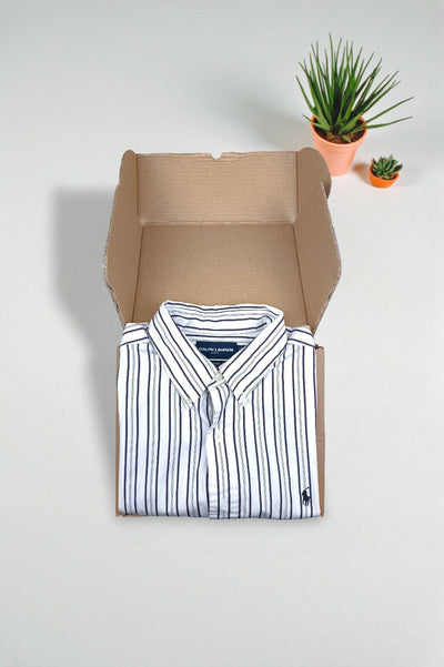 Ralph Lauren Golf Striped Shirt White Purple Classic Fit XL