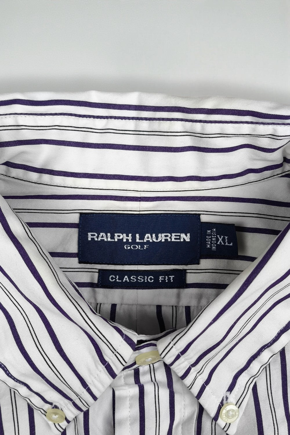 Ralph Lauren Golf Striped Shirt White Purple Classic Fit XL