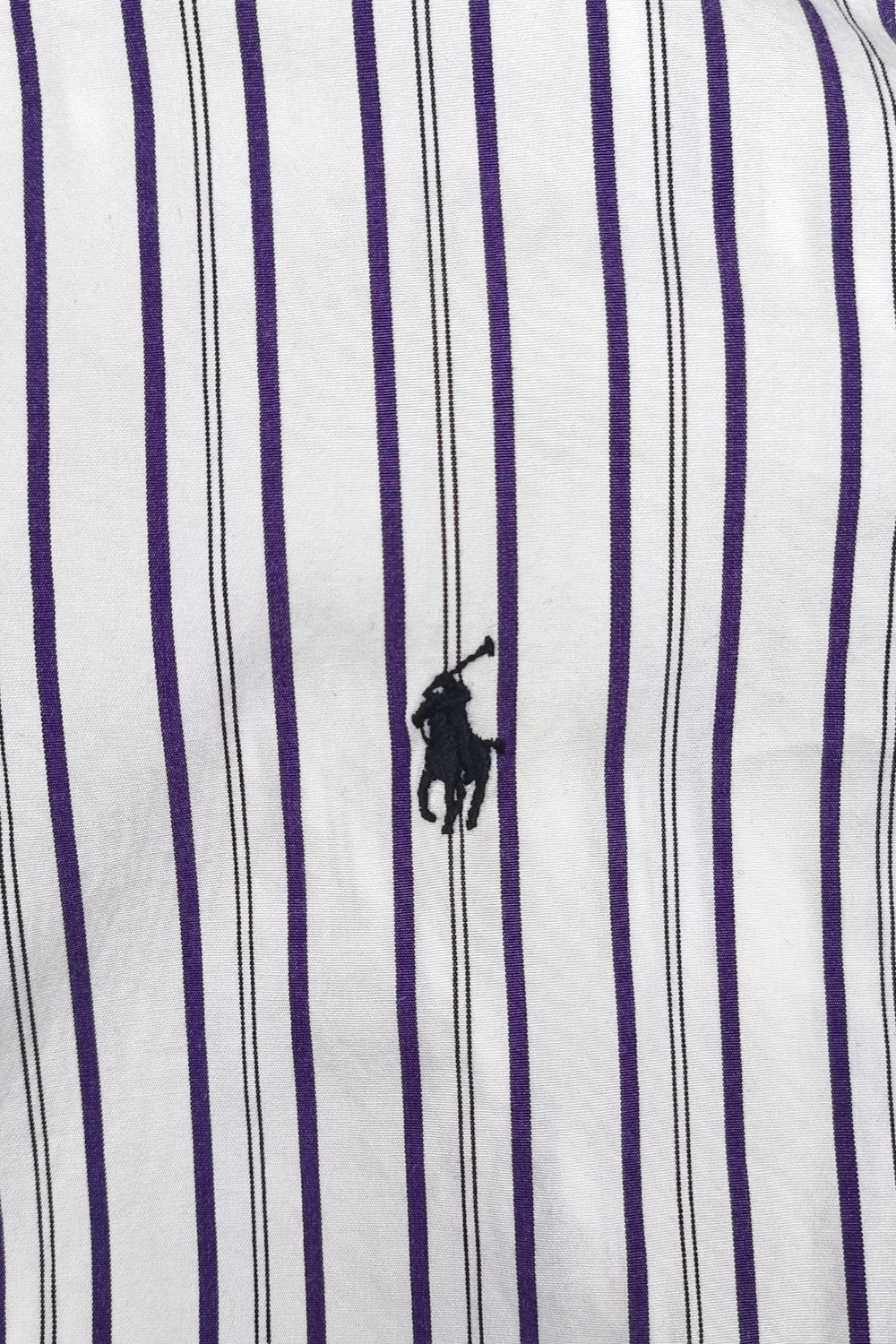 Ralph Lauren Golf Striped Shirt White Purple Classic Fit XL