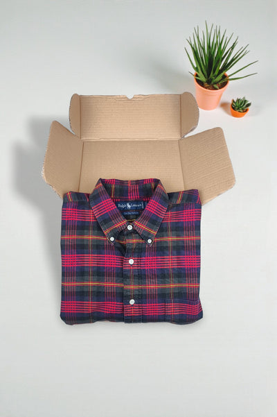 Ralph Lauren Plaid Oxford Shirt Red Blue | Classic Casual XL