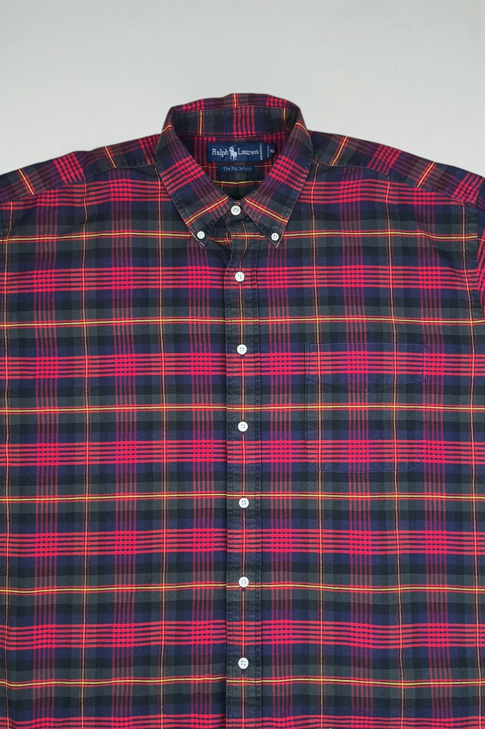 Ralph Lauren Plaid Oxford Shirt Red Blue | Classic Casual XL