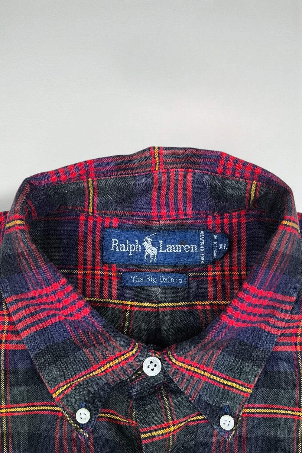 Ralph Lauren Plaid Oxford Shirt Red Blue | Classic Casual XL