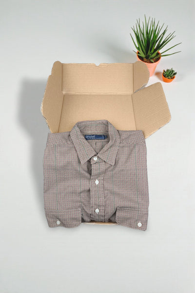 Vintage Polo Ralph Lauren Check Shirt Beige Brown | Classic Button Down