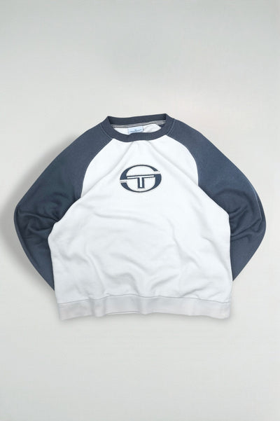 Vintage Sergio Tacchini Logo Sweatshirt White Grey | 90s Sportswear