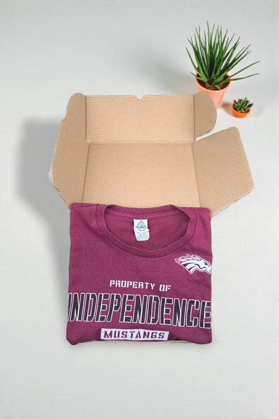 Vintage Independence Mustangs Sweatshirt Burgundy XL Delta Pro Weight