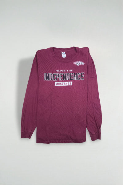 Vintage Independence Mustangs Sweatshirt Burgundy XL Delta Pro Weight