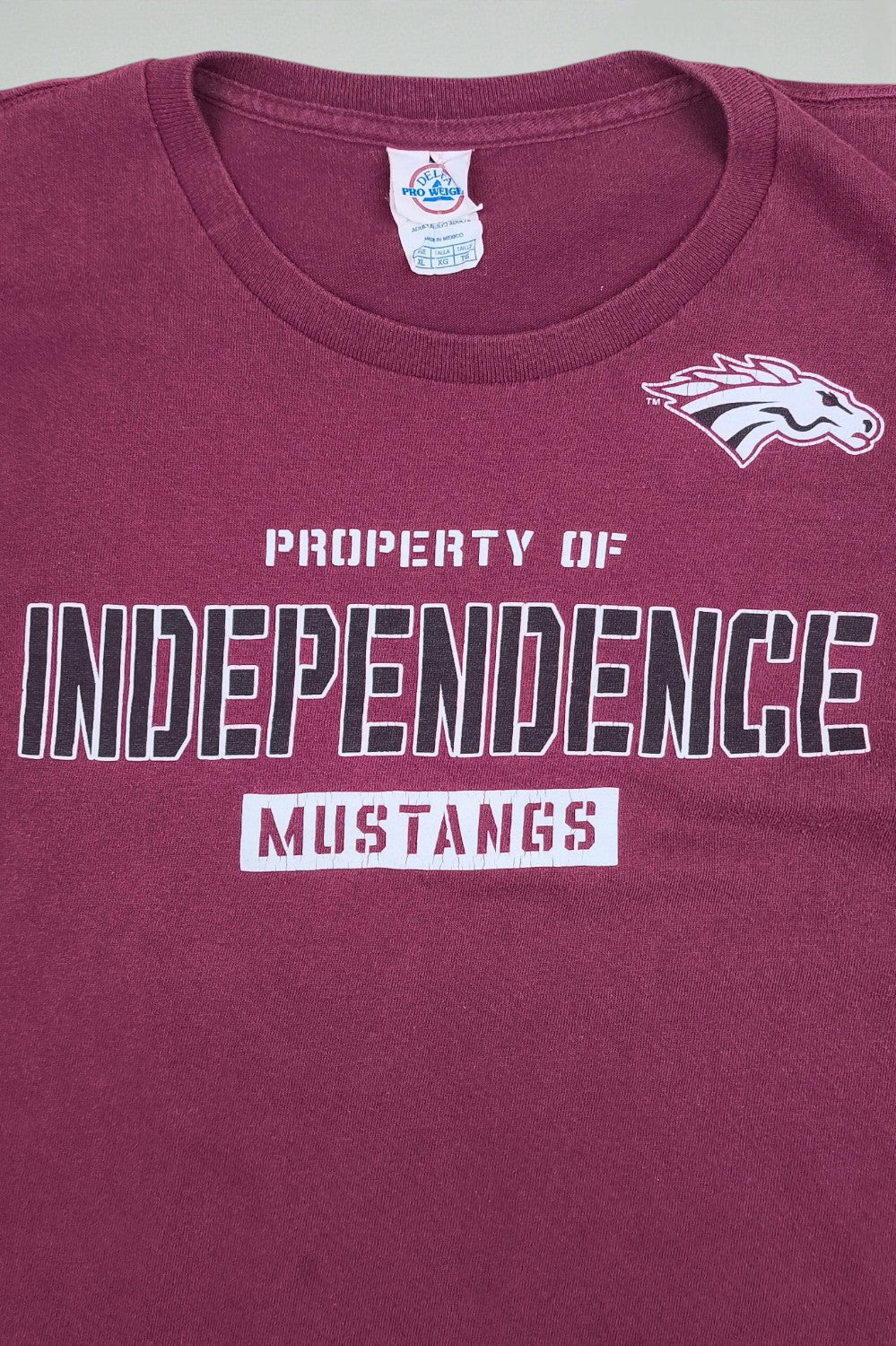 Vintage Independence Mustangs Sweatshirt Burgundy XL Delta Pro Weight