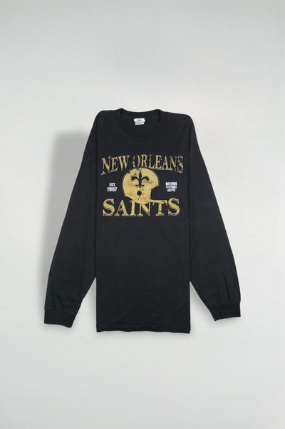 Vintage New Orleans Saints NFL Long Sleeve T-Shirt Black | Y2K Sportswear