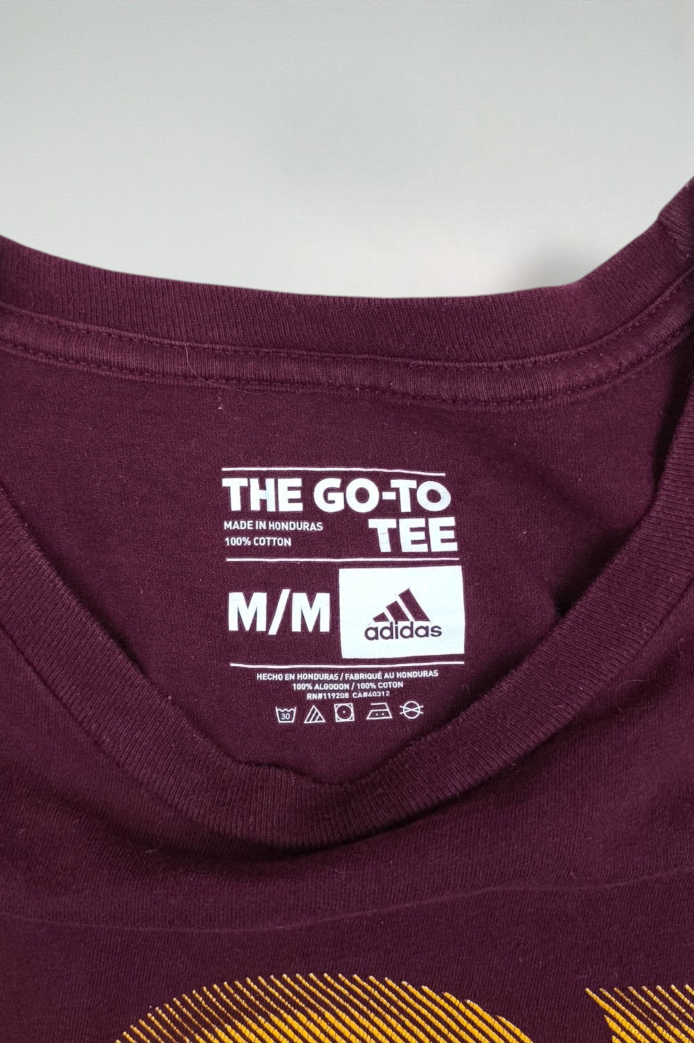 Adidas ASU Logo T-Shirt Burgundy Gold Graphic Tee | Modern Sportswear