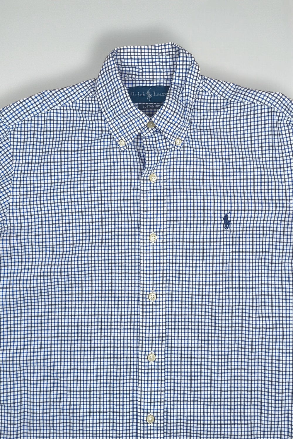 Ralph Lauren Check Shirt Blue White Custom Fit Cotton | Casual