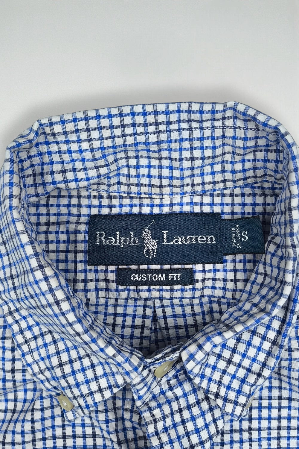 Ralph Lauren Check Shirt Blue White Custom Fit Cotton | Casual
