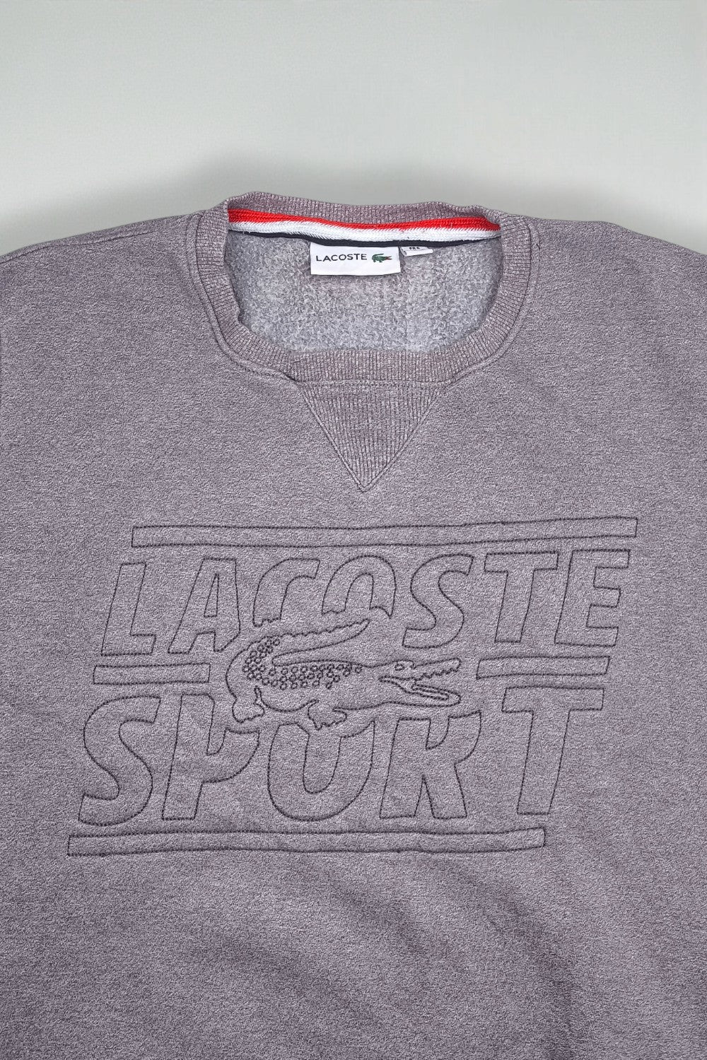 Vintage Lacoste Sport Sweatshirt Grey Embroidered Logo | 2000s Crewneck