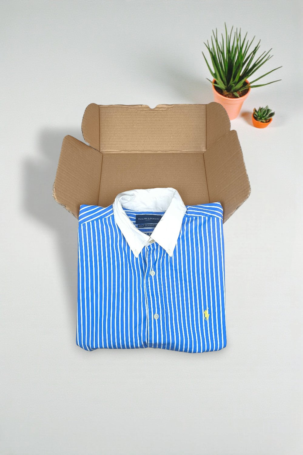 Polo Ralph Lauren Striped Shirt Blue White Classic Fit L