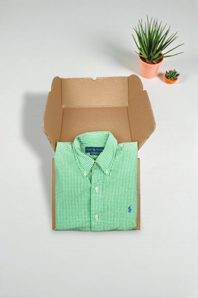 Polo Ralph Lauren Check Shirt Green White Custom Fit | Casual Classic