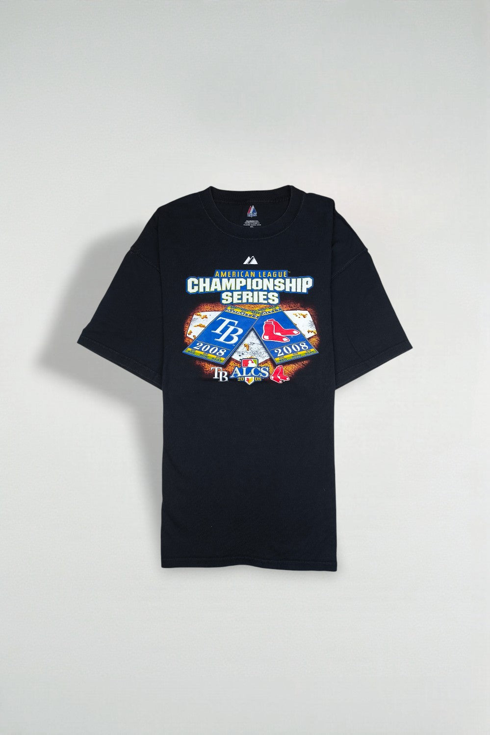 Vintage Majestic ALCS 2008 MLB T-Shirt Black 2XL Playoffs