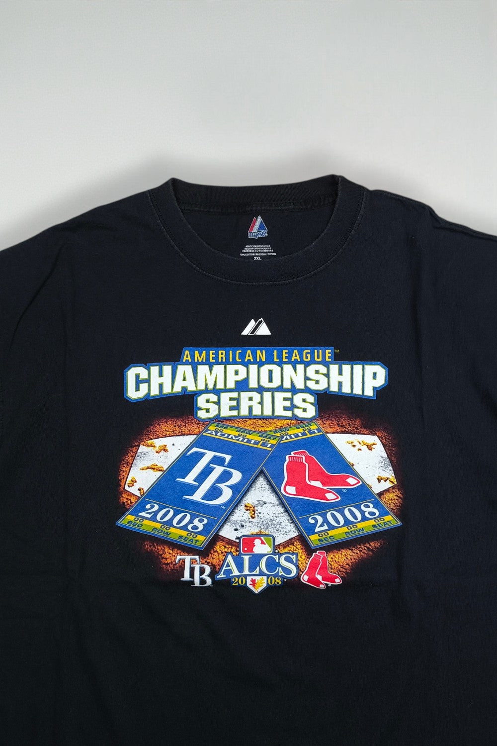 Vintage Majestic ALCS 2008 MLB T-Shirt Black 2XL Playoffs