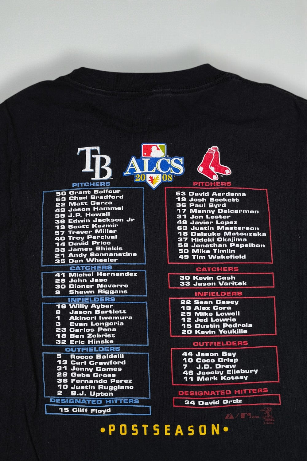 Vintage Majestic ALCS 2008 MLB T-Shirt Black 2XL Playoffs