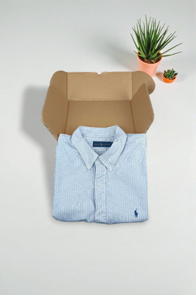 Vintage Polo Ralph Lauren Striped Shirt Blue White | Classic Oxford