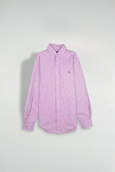 Polo Ralph Lauren Striped Oxford Shirt Pink White | Slim Fit Casual
