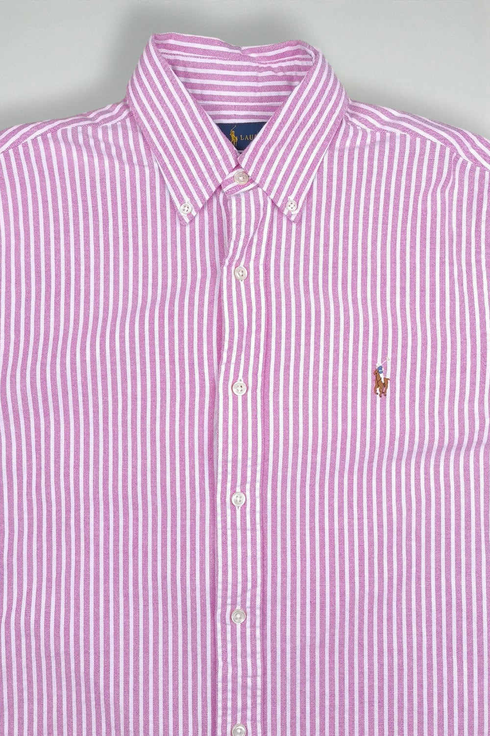 Polo Ralph Lauren Striped Oxford Shirt Pink White | Slim Fit Casual
