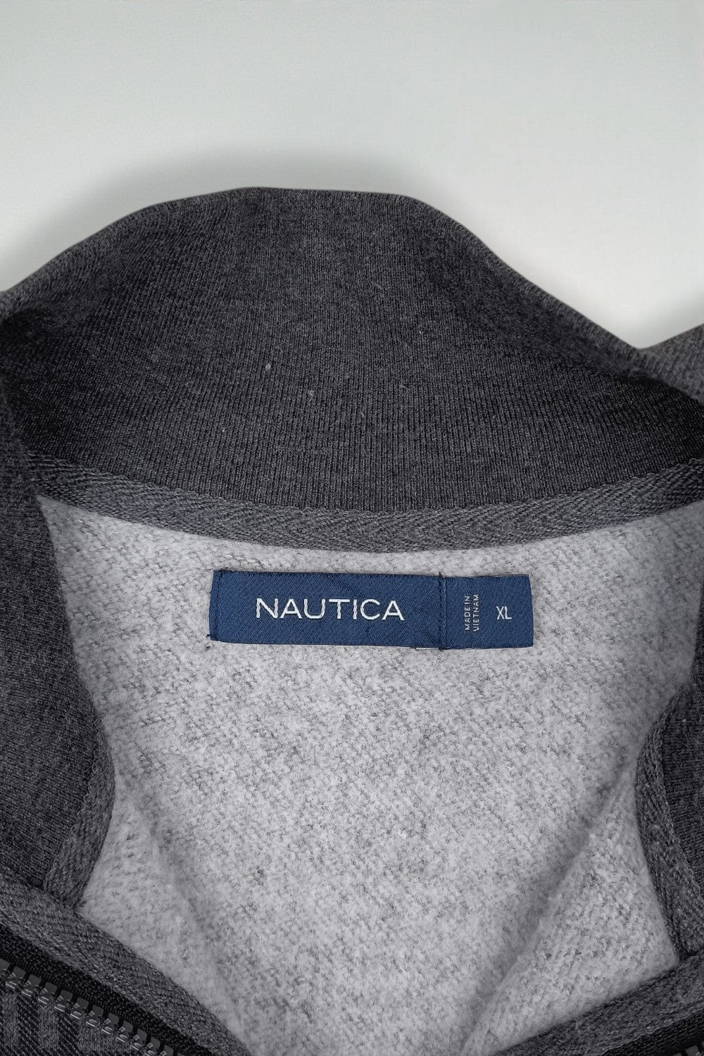 Nautica Quarter Zip Sweatshirt Grey Checkered XL | Casual Pullover