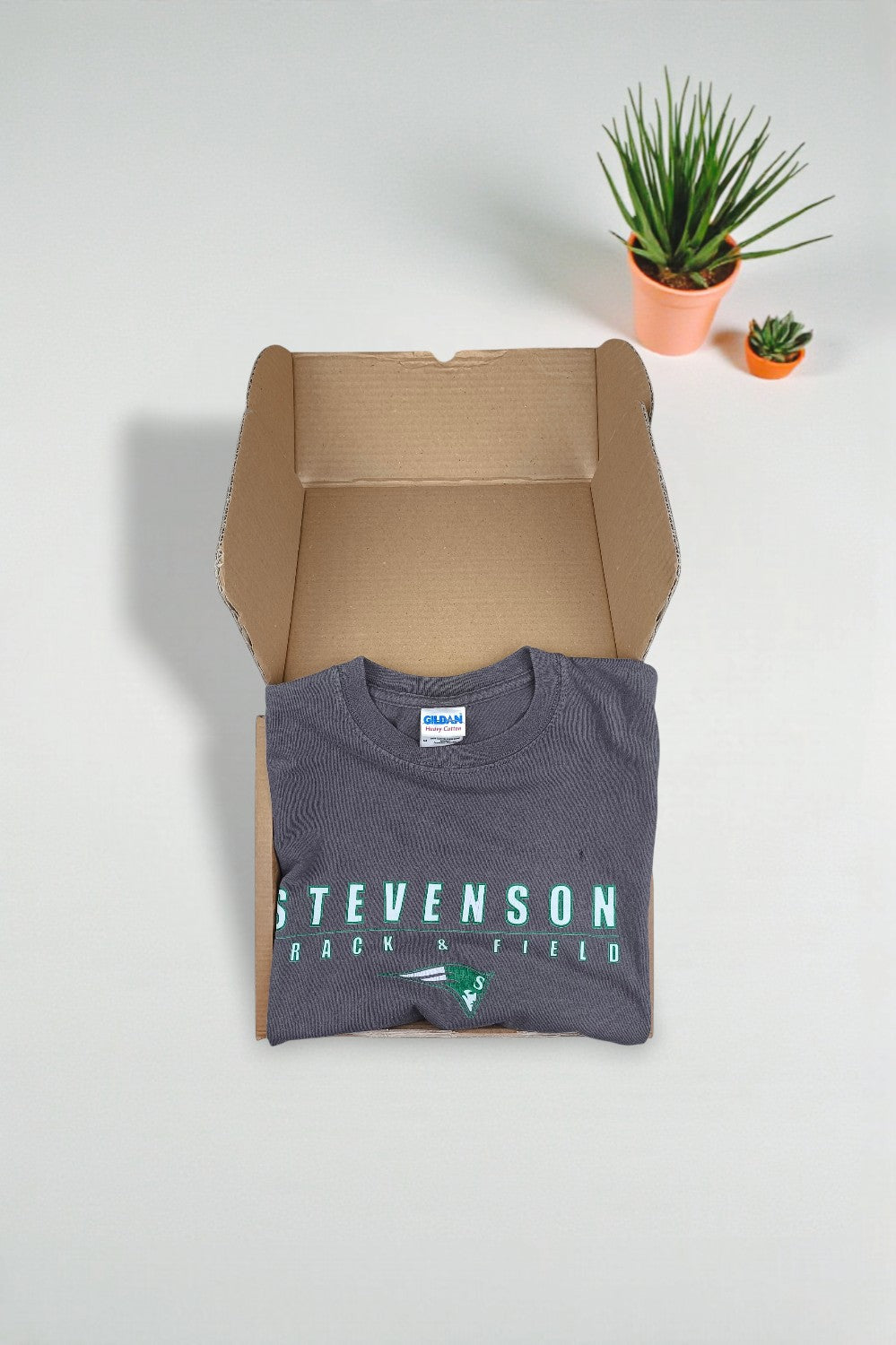 Vintage Gildan Stevenson Track & Field T-Shirt Grey | Athletic 00s