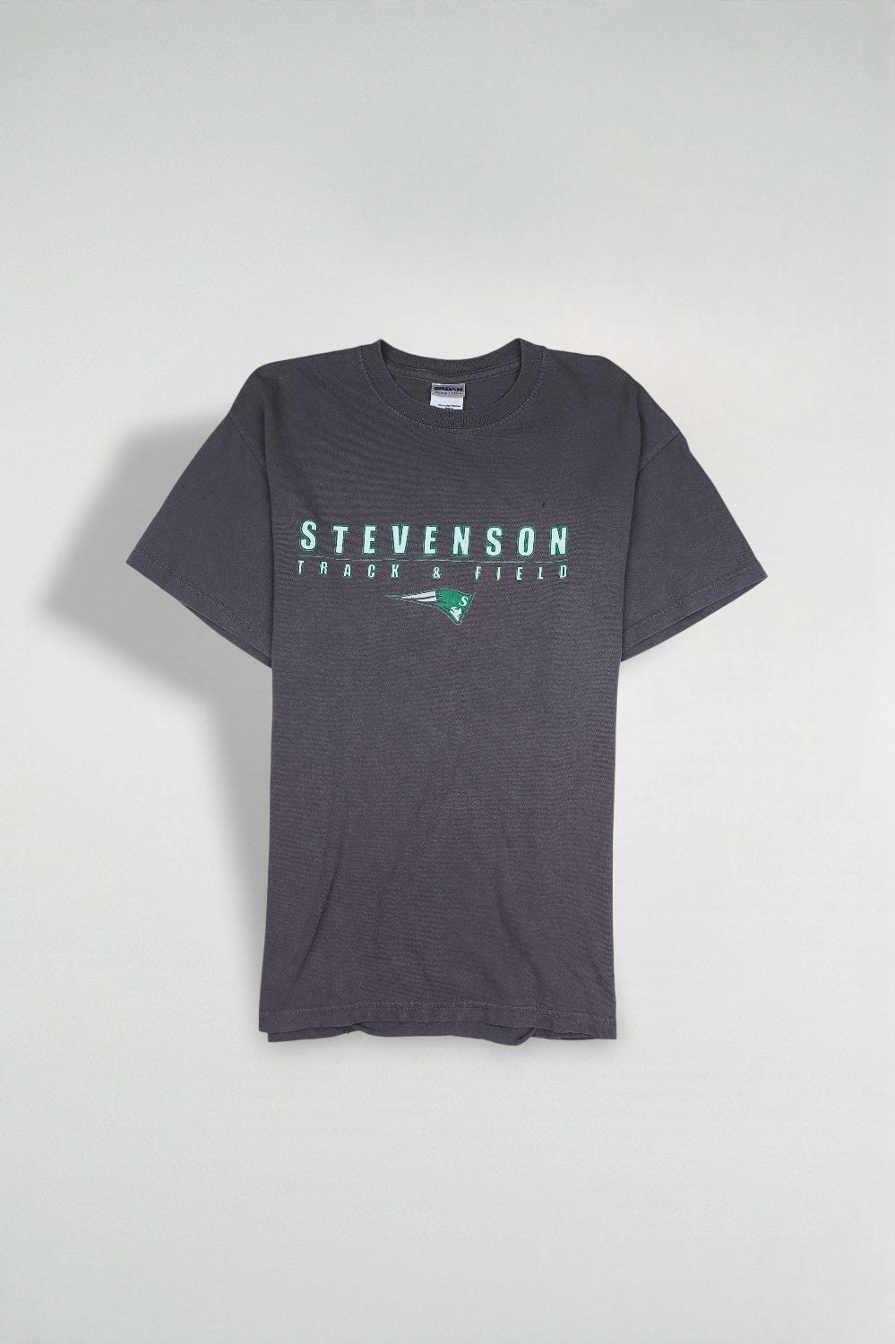 Vintage Gildan Stevenson Track & Field T-Shirt Grey | Athletic 00s