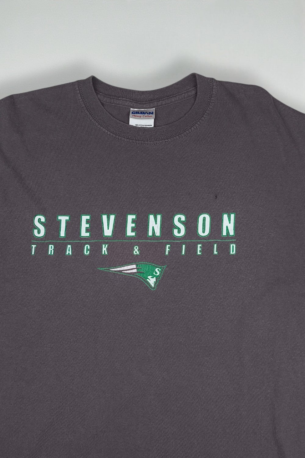 Vintage Gildan Stevenson Track & Field T-Shirt Grey | Athletic 00s