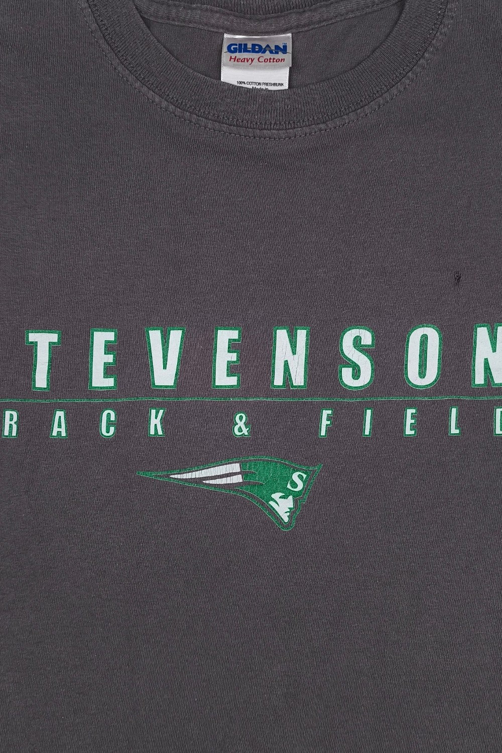Vintage Gildan Stevenson Track & Field T-Shirt Grey | Athletic 00s