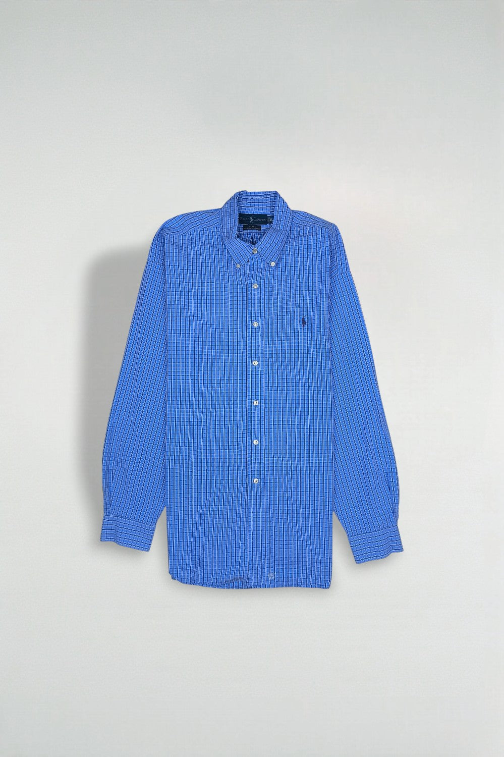 Ralph Lauren Blake Shirt Blue Plaid Cotton Button Down XL