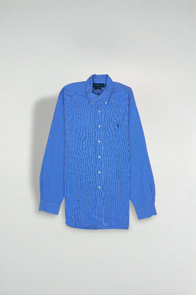 Ralph Lauren Blake Shirt Blue Plaid Cotton Button Down XL