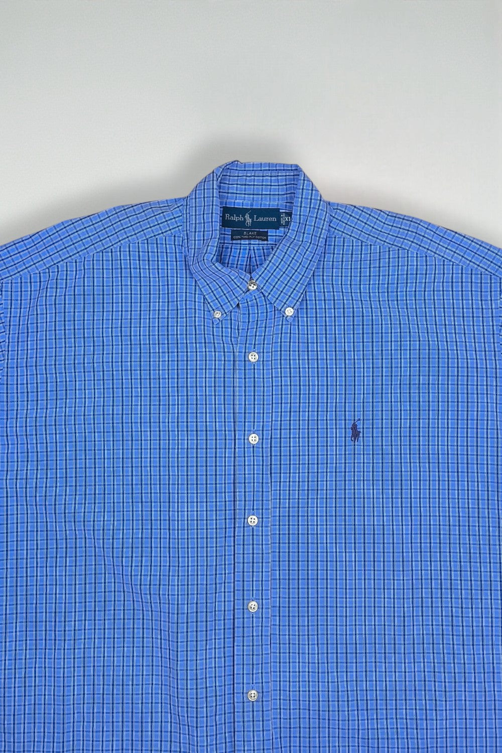 Ralph Lauren Blake Shirt Blue Plaid Cotton Button Down XL