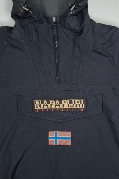 Vintage Napapijri Geographic Anorak Jacket Navy | Outdoor Streetwear