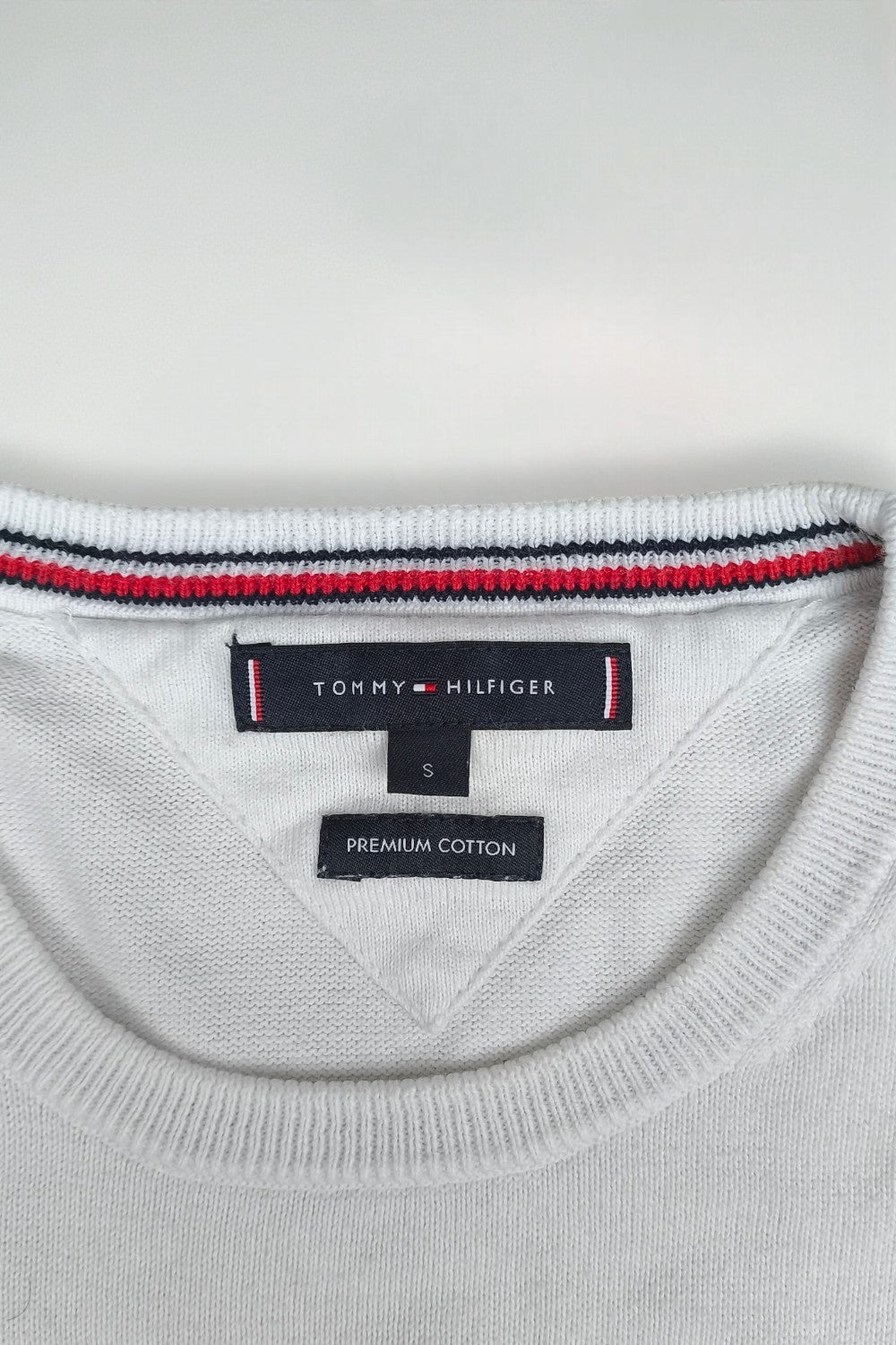 Vintage Tommy Hilfiger Cotton Knit Sweater White | Classic Crewneck