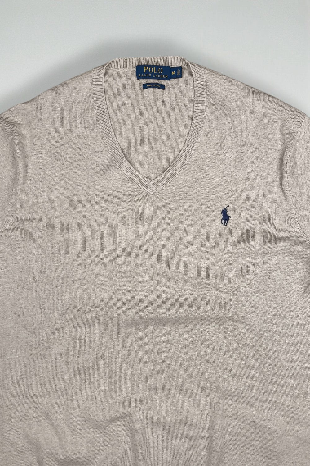 Vintage Polo Ralph Lauren V-Neck Sweater Beige | Classic Knit