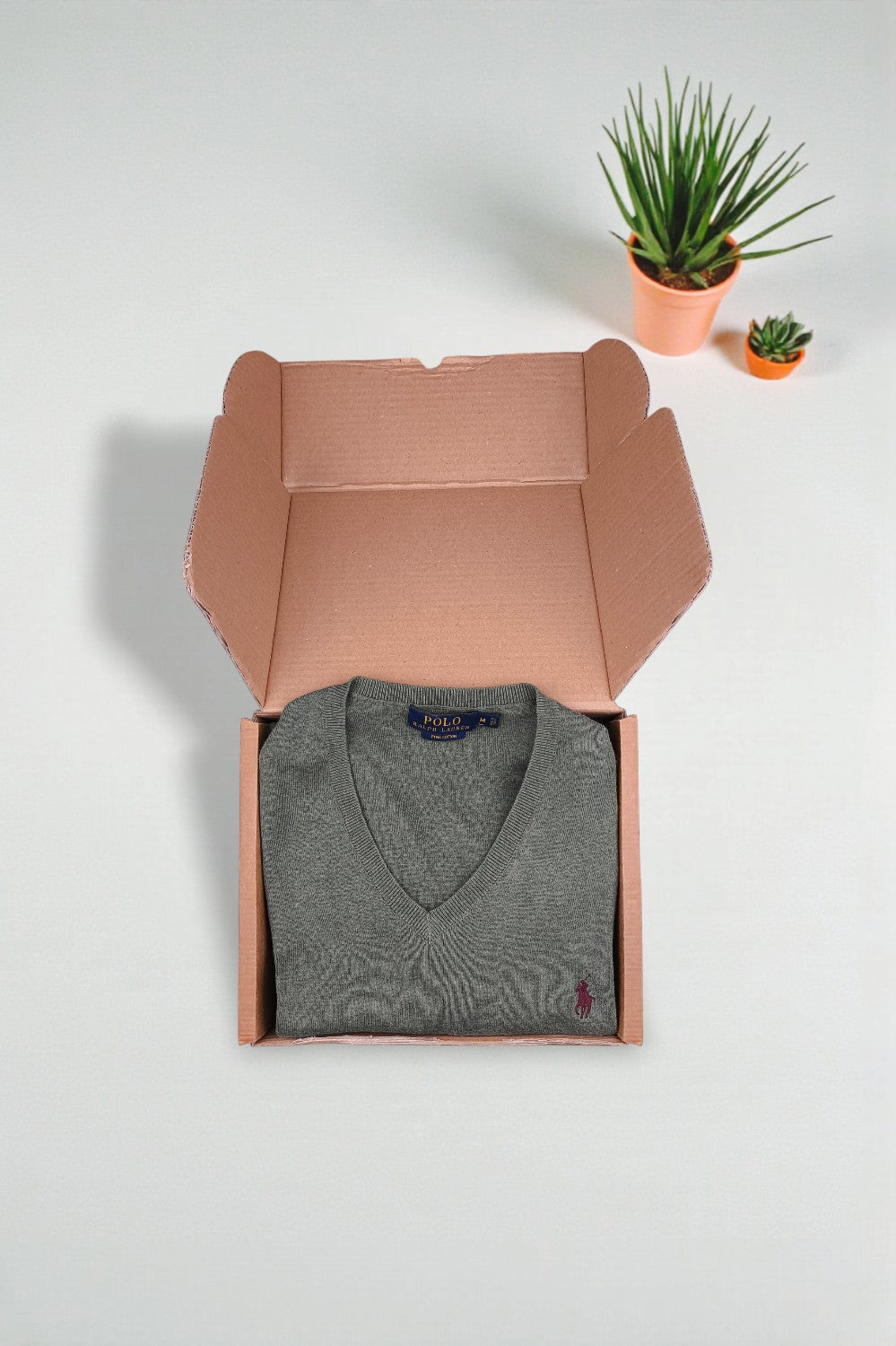 Polo Ralph Lauren V-Neck Sweater Green Cotton | Classic Knit