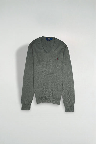 Polo Ralph Lauren V-Neck Sweater Green Cotton | Classic Knit