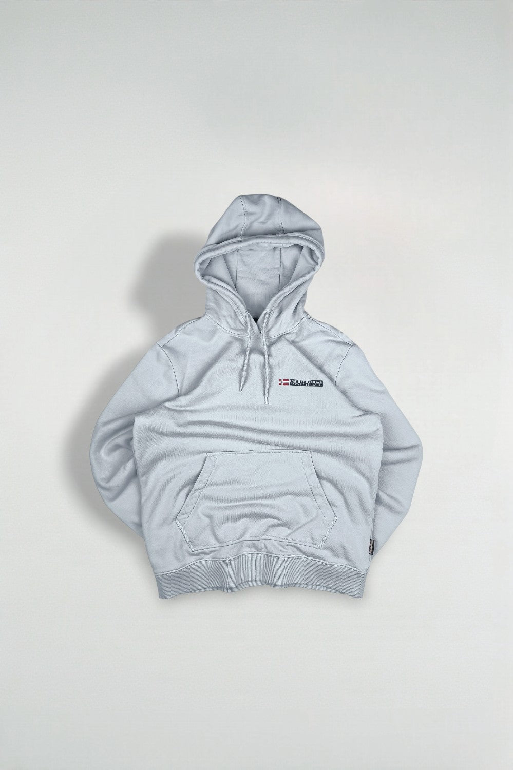 Vintage Napapijri Geographic Logo Hoodie Grey | Streetwear Sweatshirt