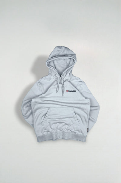 Vintage Napapijri Geographic Logo Hoodie Grey | Streetwear Sweatshirt