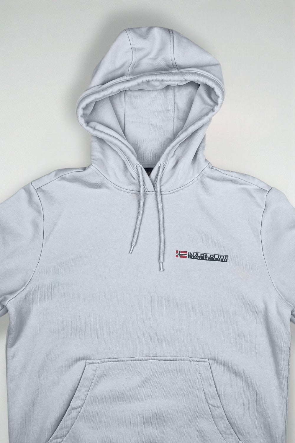 Vintage Napapijri Geographic Logo Hoodie Grey | Streetwear Sweatshirt