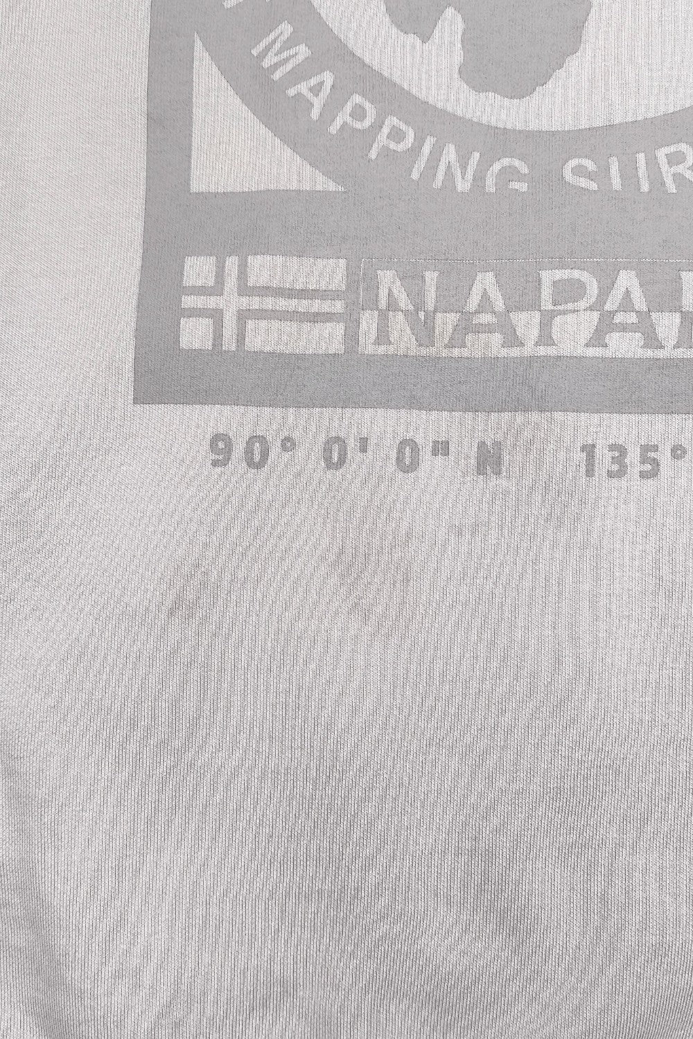 Vintage Napapijri Geographic Logo Hoodie Grey | Streetwear Sweatshirt