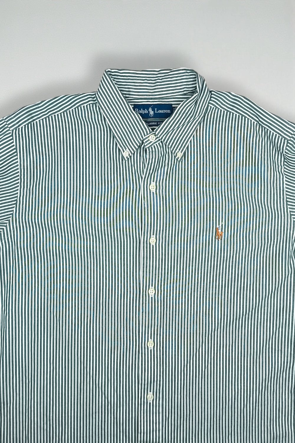 Vintage Polo Ralph Lauren Striped Button Down Shirt Green White L
