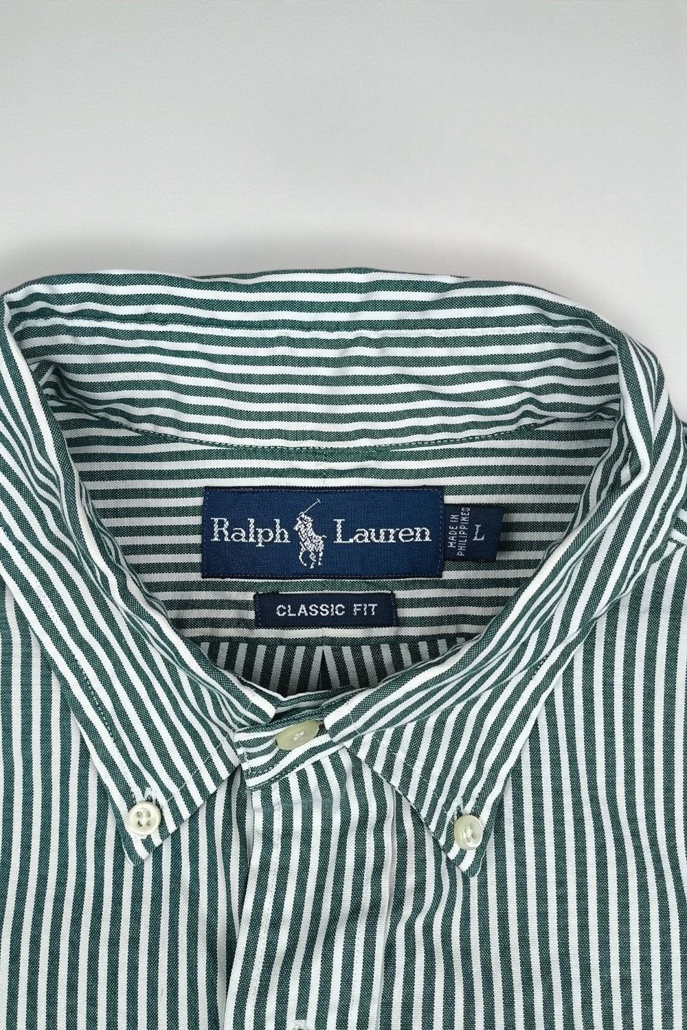 Vintage Polo Ralph Lauren Striped Button Down Shirt Green White L