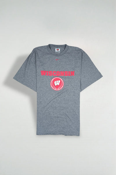 Vintage Nike Wisconsin Badgers T-Shirt Grey XXL | Y2K College Sports