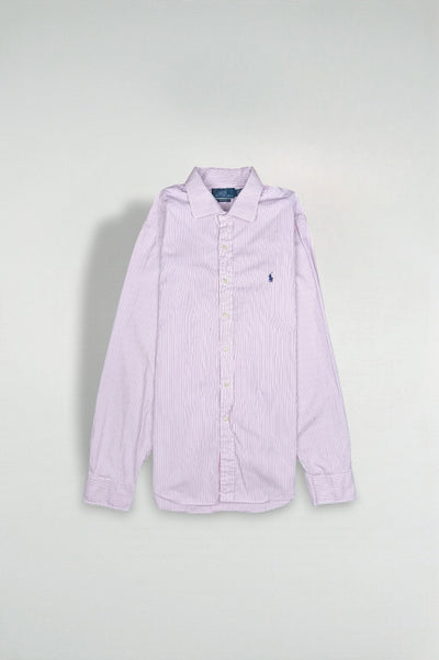 Vintage Polo Ralph Lauren Striped Shirt Pink White | Slim Fit